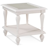 Traditional End Table with Glass Insert Top