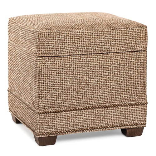 Transitional Storage Ottoman with Tapered Legs and Nailhead Trim