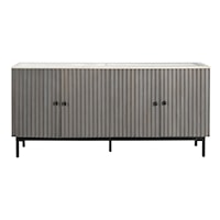 Transitional 4-Door Credenza with White Marble Top