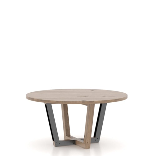 Industrial Customizable Round Dining Table with Black Metal Accents