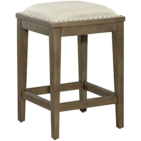 Transitional Upholstered Console Stool with Footrest