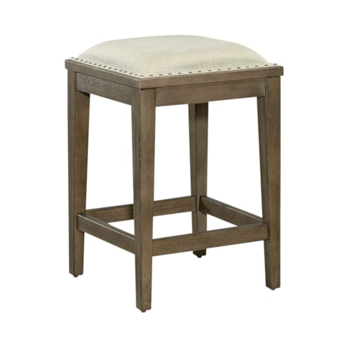 Transitional Upholstered Console Stool with Footrest