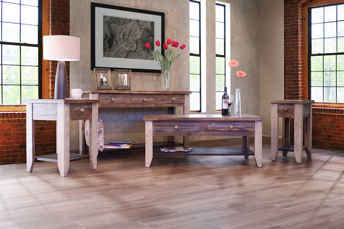 International Furniture Direct Antique 2-Drawer Cocktail Table