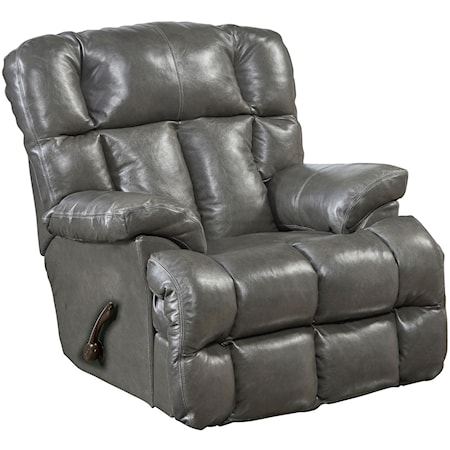 Casual Chaise Rocker Recliner with Pillow Arms