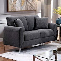 Transitional Loveseat with Stainless Steel Legs