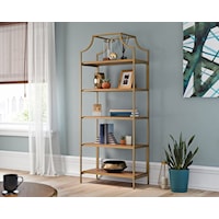 Contemporary 5-Shelf Metal Frame Bookcase With Open Shelves