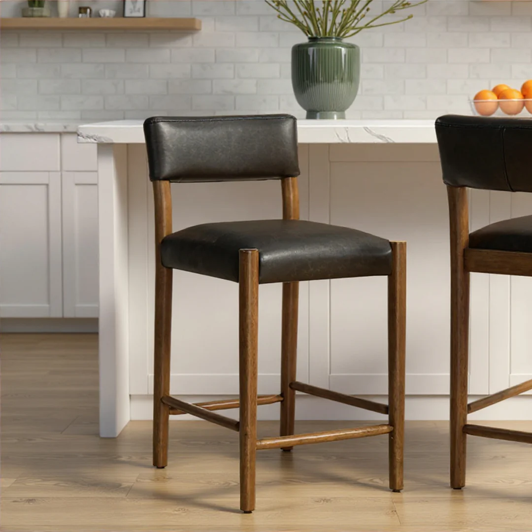 Armen Living Bennet Faux-Leather Upholstered Counter Chair