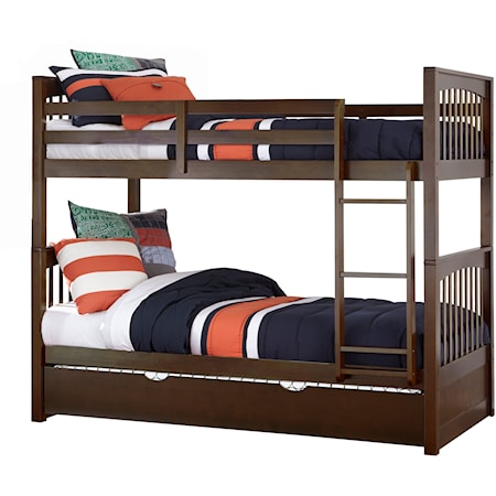 Mission Style Twin Over Twin Bunk Bed with Trundle