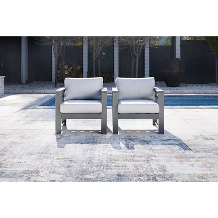 Outdoor Lounge Chair with Cushion (Set of 2)