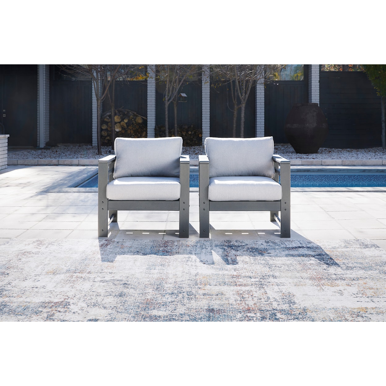 Ashley Signature Design Amora Outdoor Lounge Chair with Cushion (Set of 2)