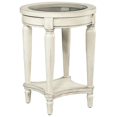 Cottage Style Chairside table with Glass Top