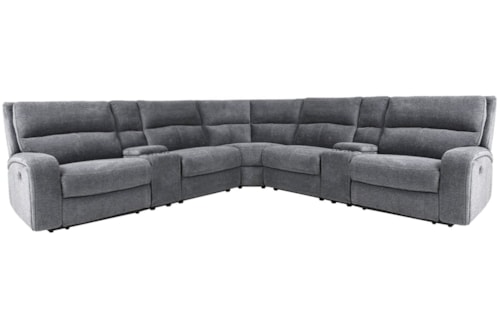 Casual 7-Piece Power Reclining Sectional Sofa with Power Headrests