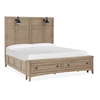 Transitional Queen Lamp Panel Storage Bed
