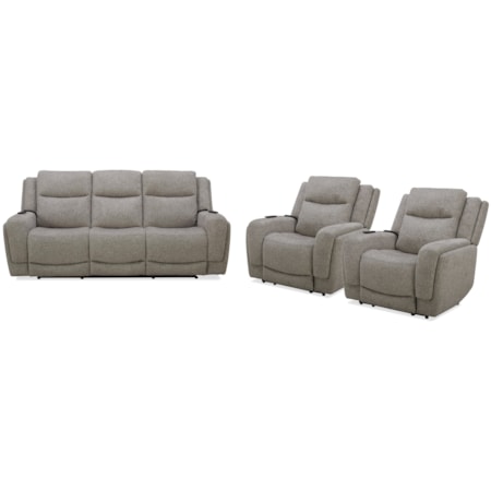 Power Reclining Sofa and Dual Recliners Set