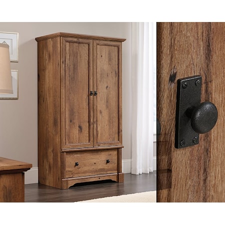 Rustic Armoire with Garment Rod