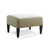 Transitional Lounge Ottoman with Tapered Wood Legs