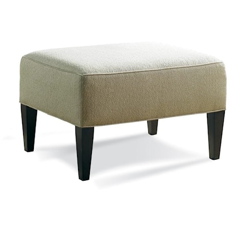 Transitional Lounge Ottoman with Tapered Wood Legs