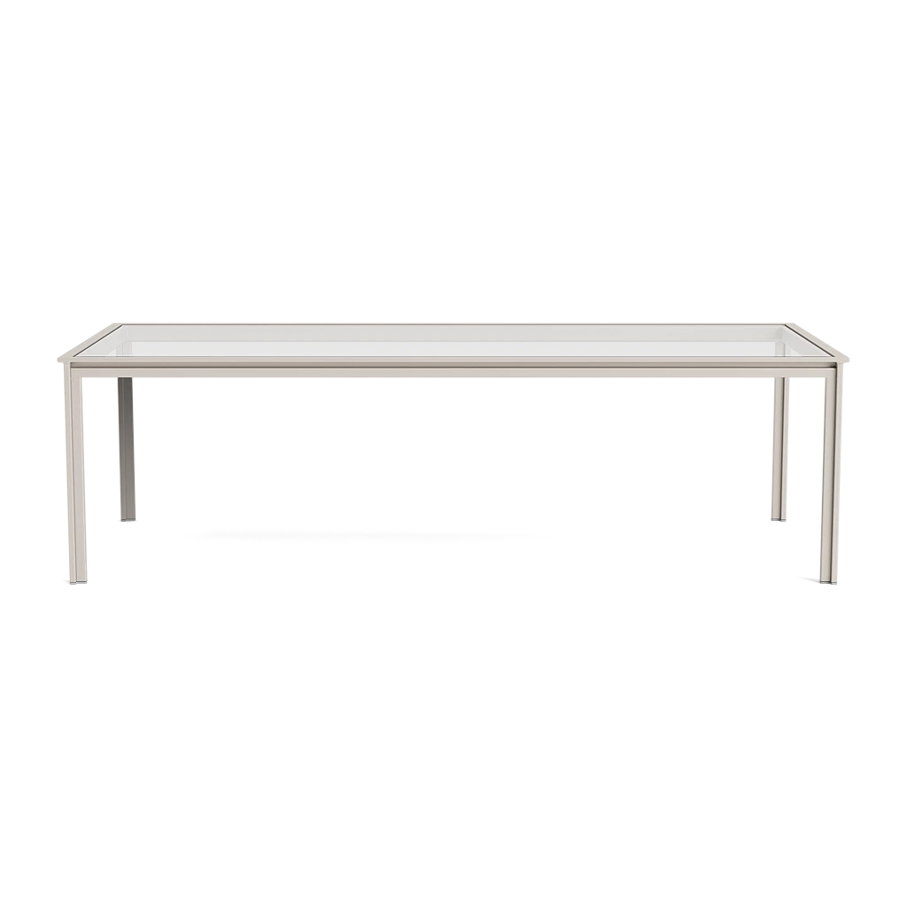 Modern 99" Rect. Glass-Top Dining Table