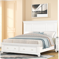 Transitional Panel King Bed with Footboard Storage
