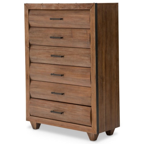 Rustic 6-Drawer Chest with Velvet-lined Drawers