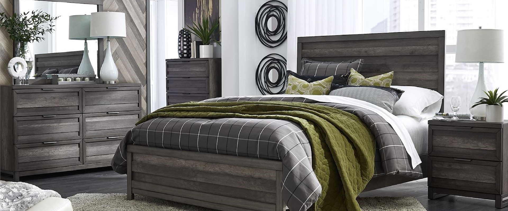 Contemporary 5-Piece Full Panel Bed Set