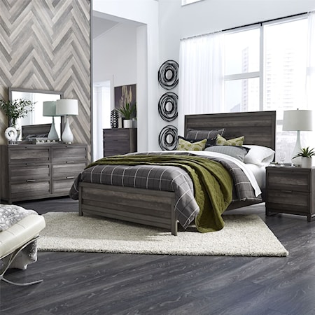 Contemporary 5-Piece King Panel Bed Set