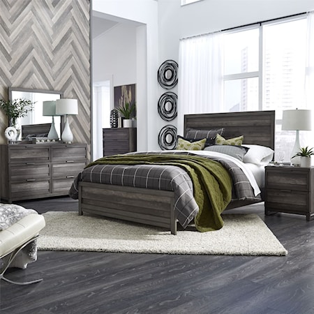 Contemporary 5-Piece Full Panel Bed Set