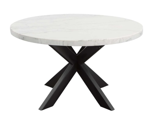 Modern 52-inch Round Dining Table with White Marble Top