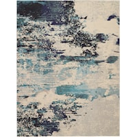 7'10" x 10'6" Ivory/Teal Blue Rectangle Rug