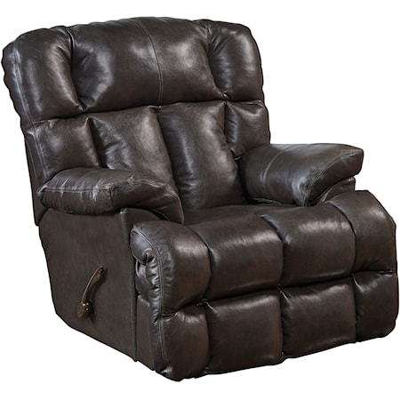 Casual Chaise Rocker Recliner with Pillow Arms