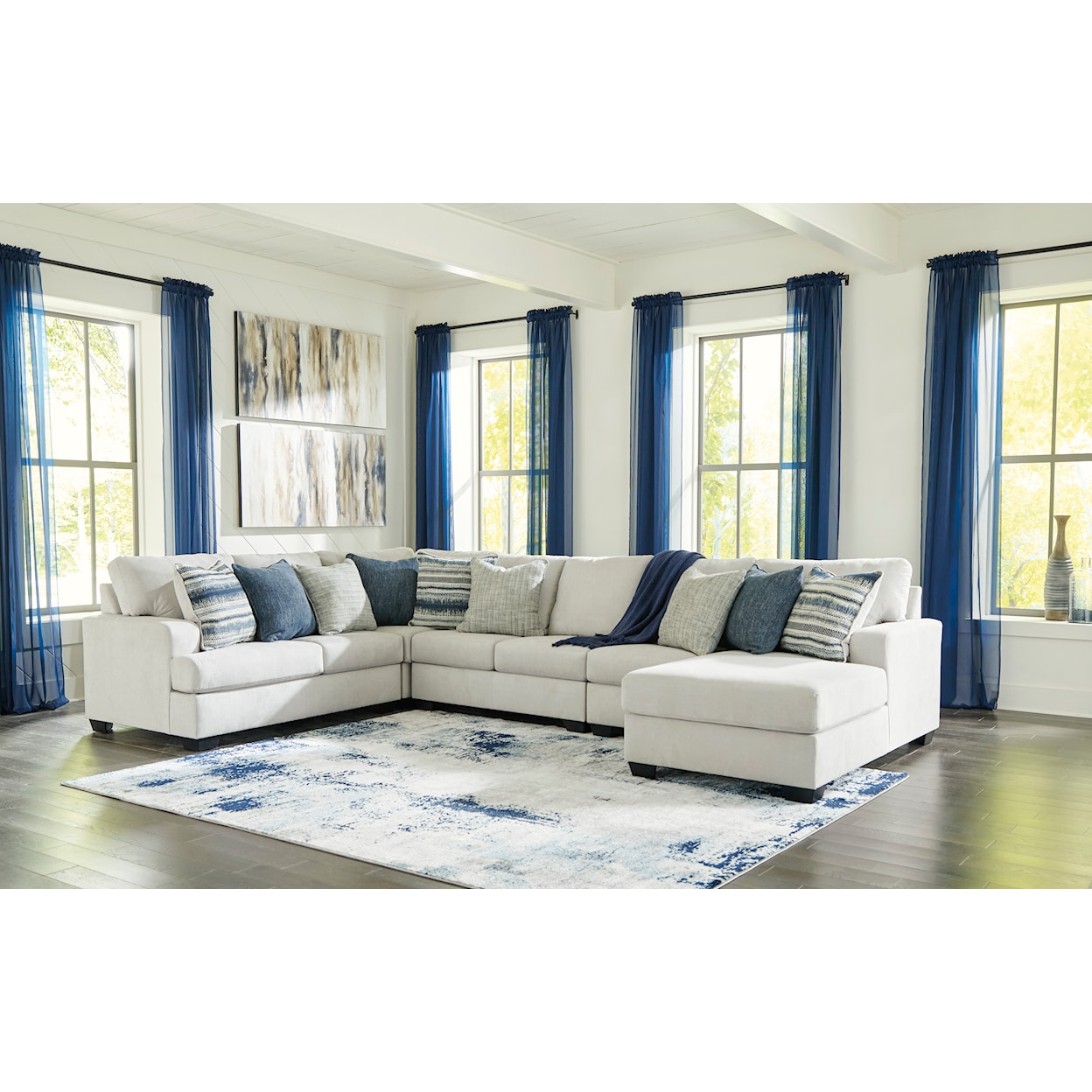 Ashley Furniture Benchcraft Lowder 5-Piece Sectional with Chaise