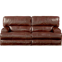 Casual Power Lay Flat Reclining Sofa with Power Headrests and Lumbar