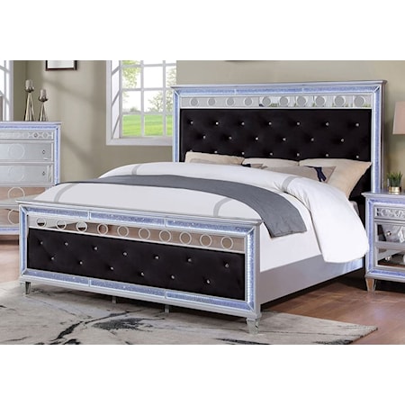 Upholstered King Bed with LED Lighting