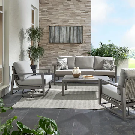 4-Piece Contemporary Outdoor Aluminum Seating Set