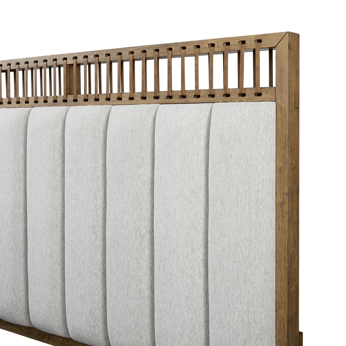 Queen Uph. Panel Bed w/Leather Strap Accent