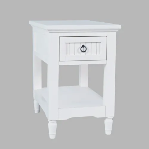 Transitional 1-Drawer End Table with Turned Legs