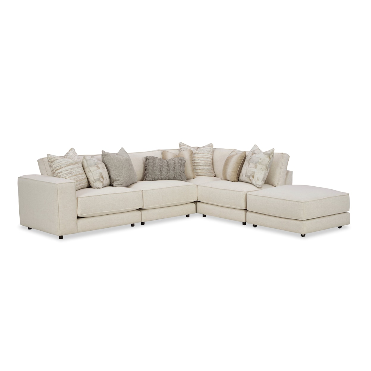 Hickory Craft 734801BD Modular Sofa with 3 Seats and Ottoman