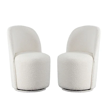 Kendall Dining/Accent Swivel Chair In Ivory Boucle Fabric