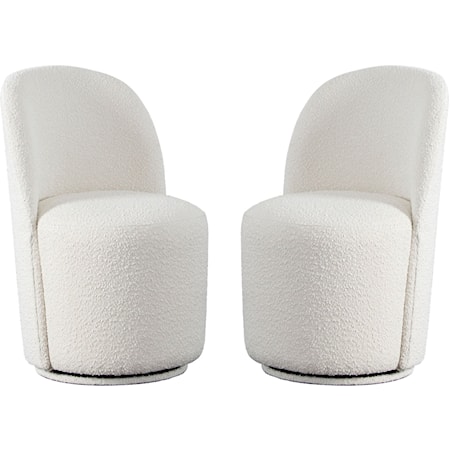 Kendall Dining/Accent Swivel Chair In Ivory Boucle Fabric