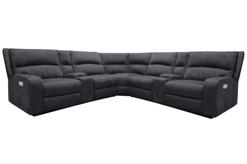 Casual 7-Piece Power Reclining Sectional Sofa with Power Headrests