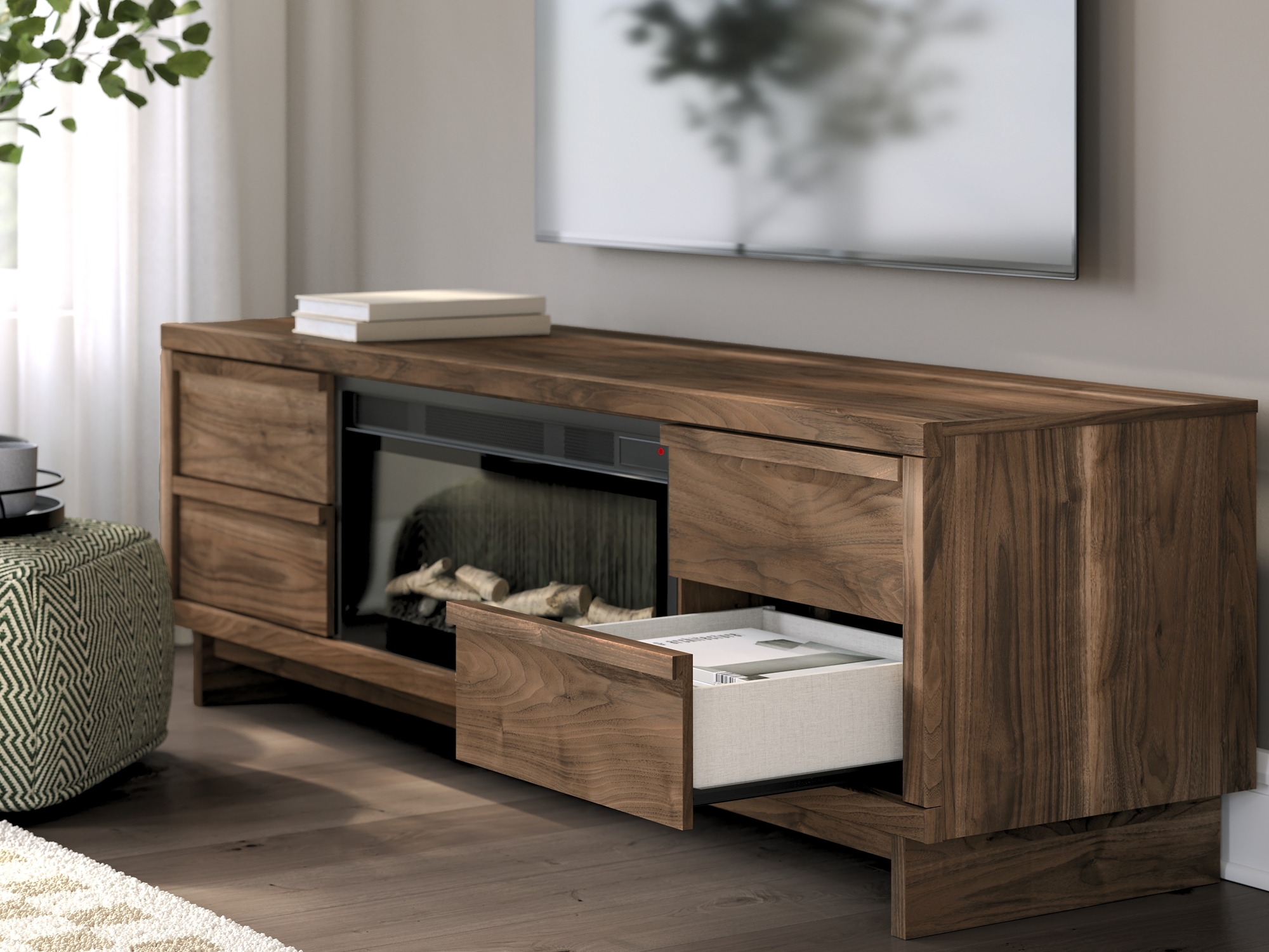 Signature Design by Ashley Zadilyn 72" TV Stand With Electric Fireplace