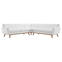 L-Shaped Upholstered Fabric Sectional Sofa