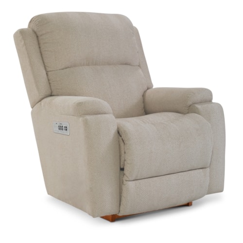 Casual Power Rocking Recliner with Power Headrest & Lumbar