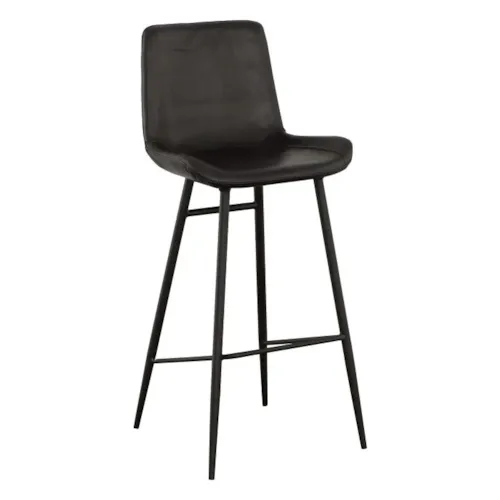 Contemporary Leather Full-Back Barstool w/Decorative Stitching