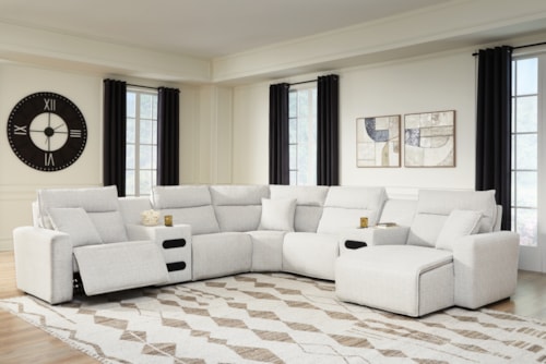 7-piece Power Reclining Sectional With Chaise And Audio Consoles