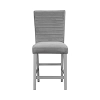 Contemporary Upholstered Bar Stool with Pleated Backrest