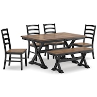 Dining Table, 4 Chairs And Bench
