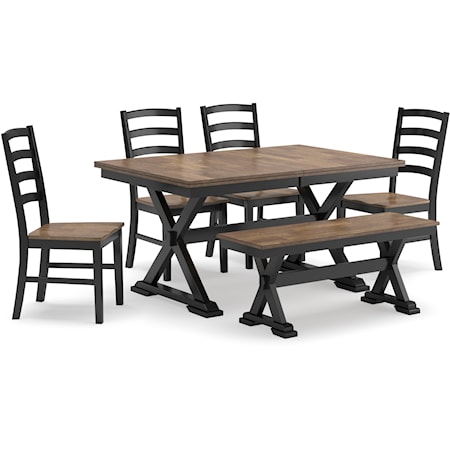 Dining Table, 4 Chairs And Bench