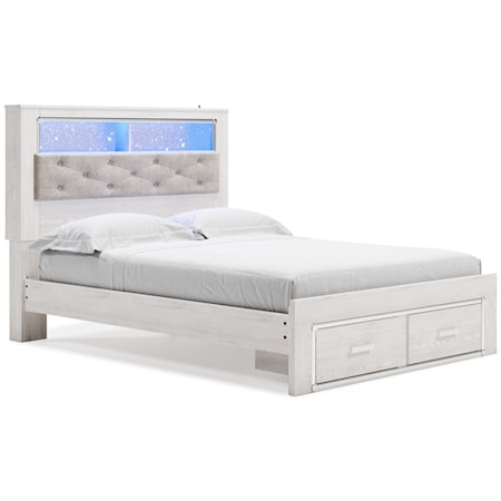 Queen Storage Bed with Uph Bookcase Hdbd