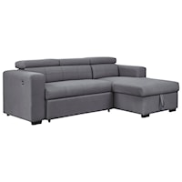 Contemporary 2-Piece Sectional with Pop Up Bed & Storage Chaise